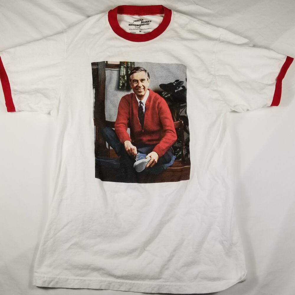 Mister Rogers Neighborhood Graphic Ringer T-Shirt Mens Medium Red White PBS